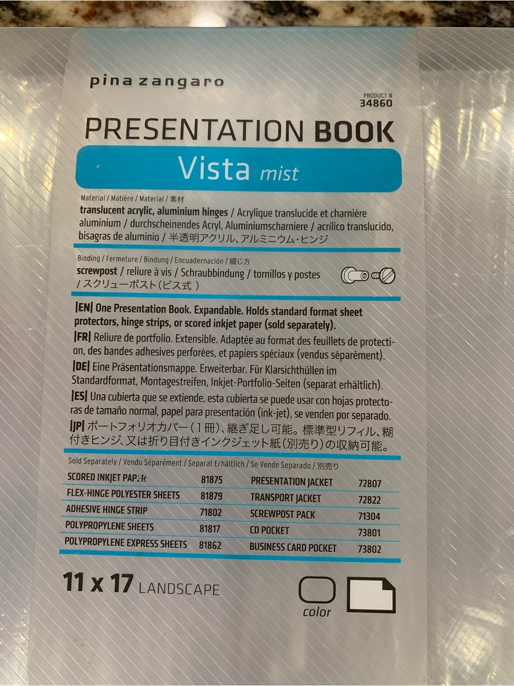 Pina Zangaro Vista Mist 11 x 17 Landscape presentation book